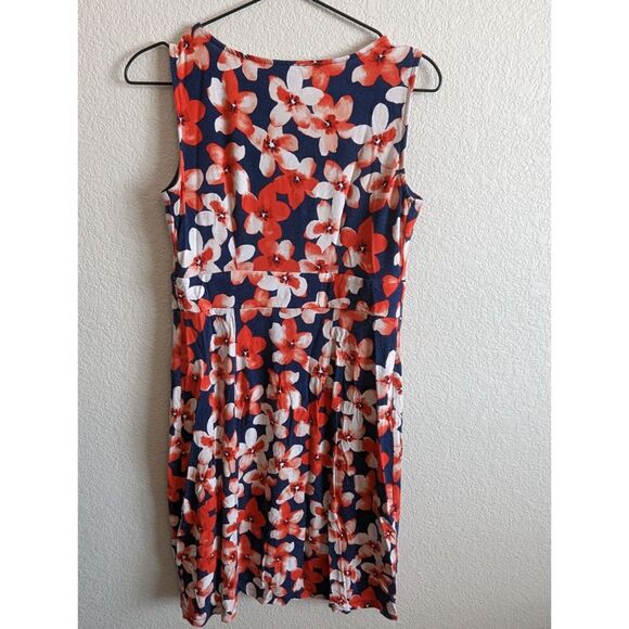 Ann Taylor Petite Womens Sz SP Knee Length Dress Blue Red Floral Shift - Picture 3 of 3